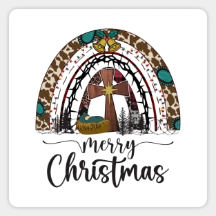 Merry Christmas Nativity Scene Rainbow Magnet